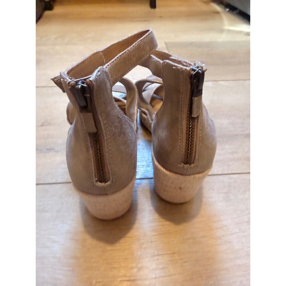 Eileen Fisher Willow Metallic Platinum Leather Espadrille Wedge Sandals size 6.5 - Picture 6 of 11